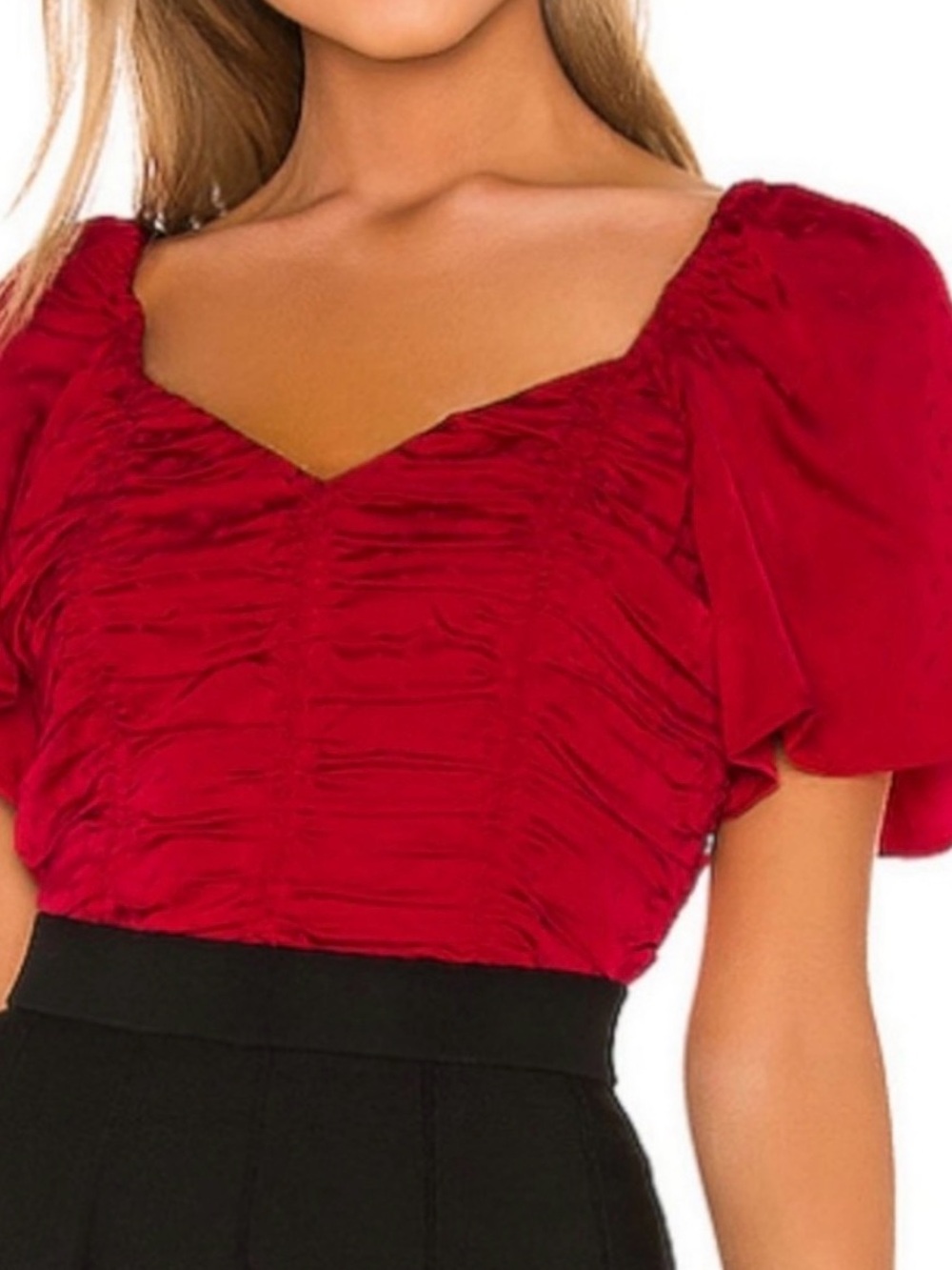 Parker Marlene Red Ruched Top from Revolve NWT